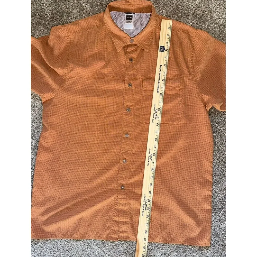 The North Face Orange Plaid Vented‎ Short Sleeve Hiking Tactical Fish Mens Large